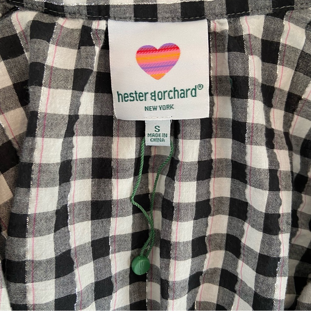 ANTHROPOLOGIE | Hester & Orchard Gingham Check Metallic Button Down Shirt Small - Picture 3 of 6